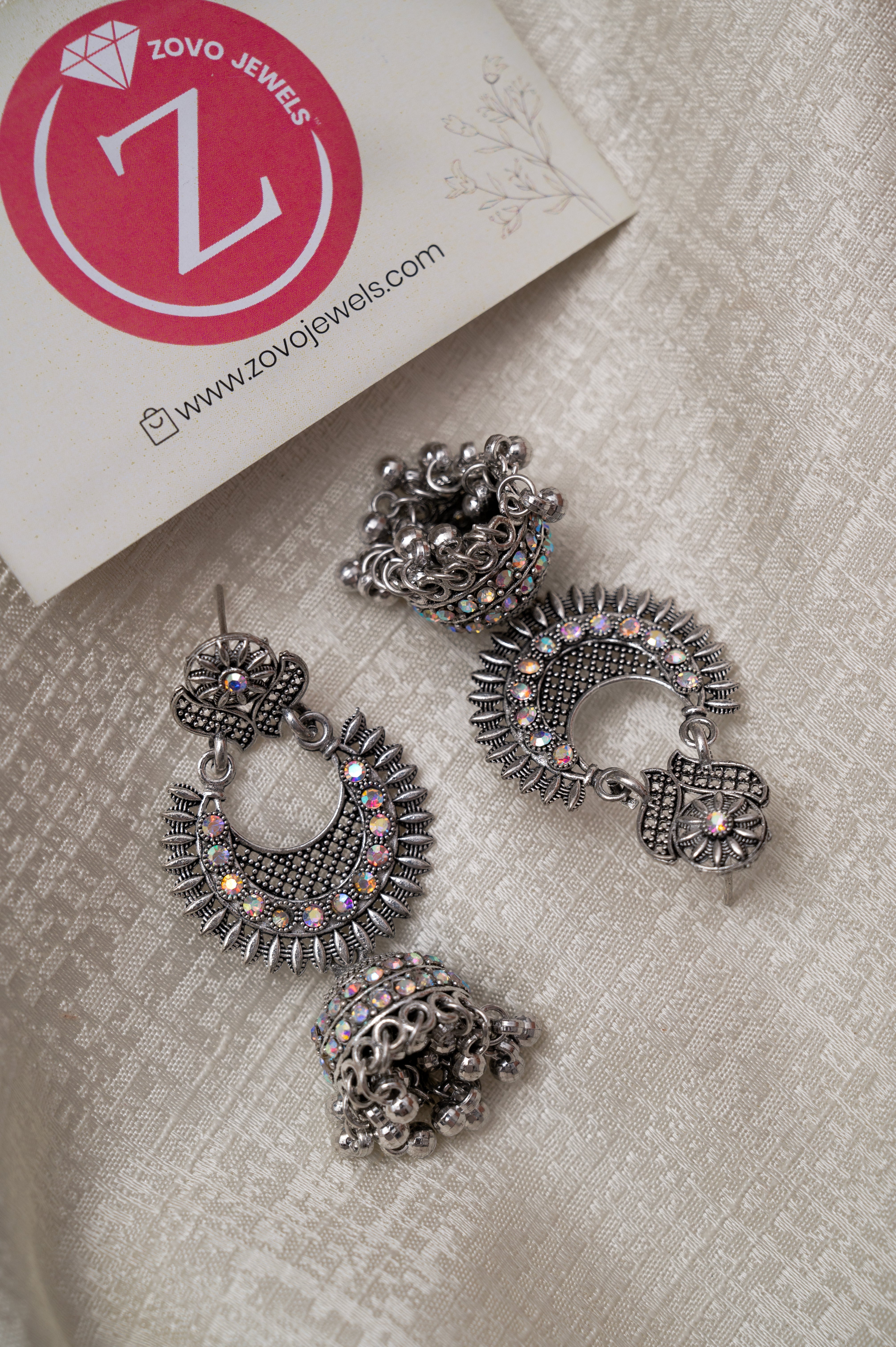 Traditional Oxidized Silver Jhumka Earrings