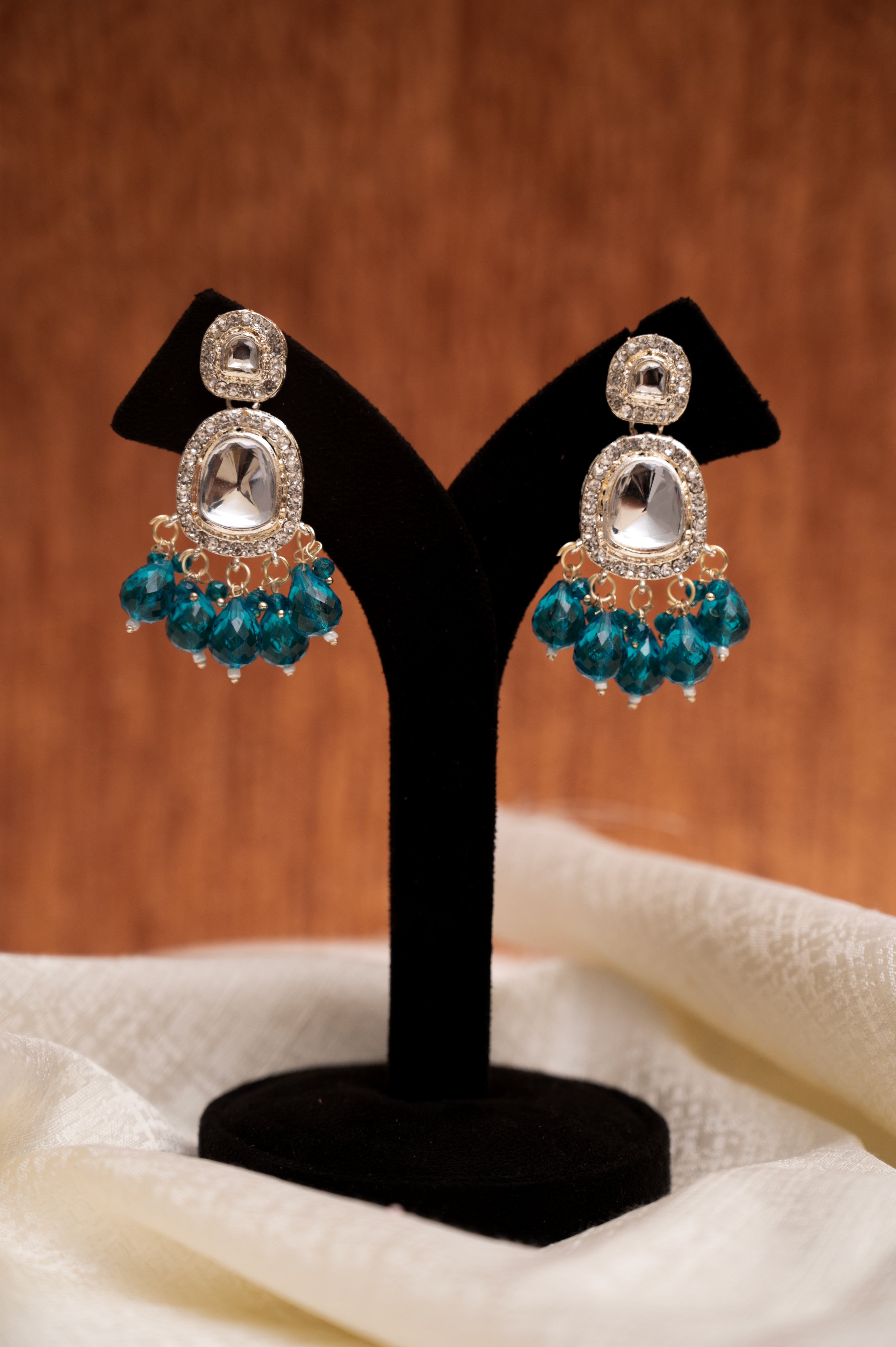 Dark Blue Brass Jhumki Earring, Drops & Danglers