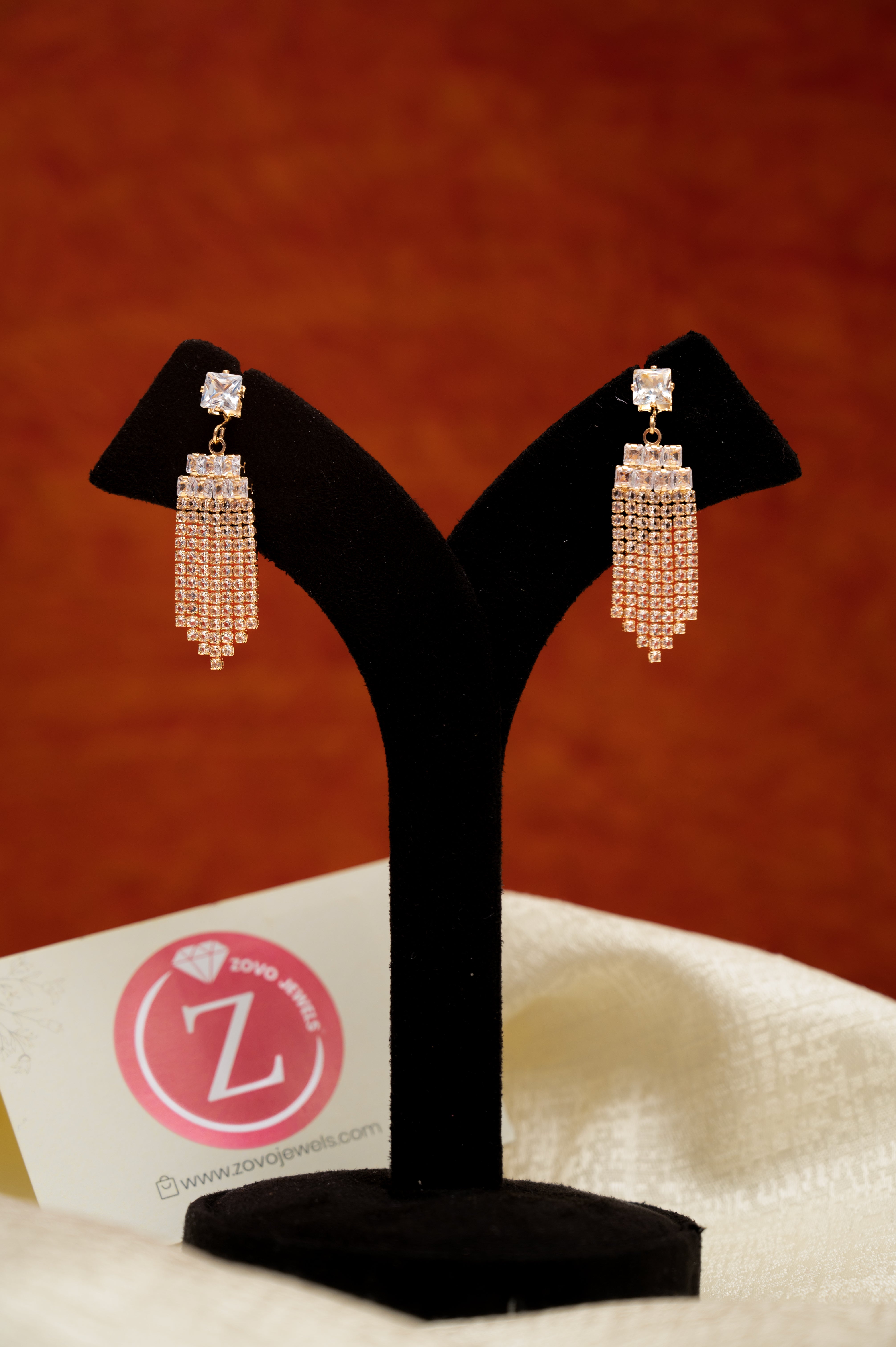 Gold Radiance Earrings Cubic Zirconia Alloy Drops & Danglers, Earring Set