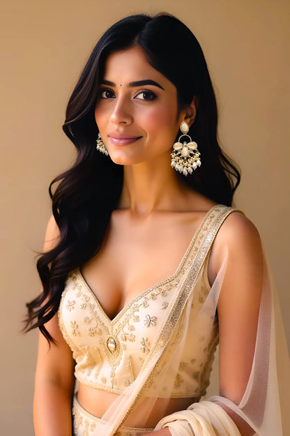 Moonstone Brass Jhumki Earring, Earring Set ZJ110-12