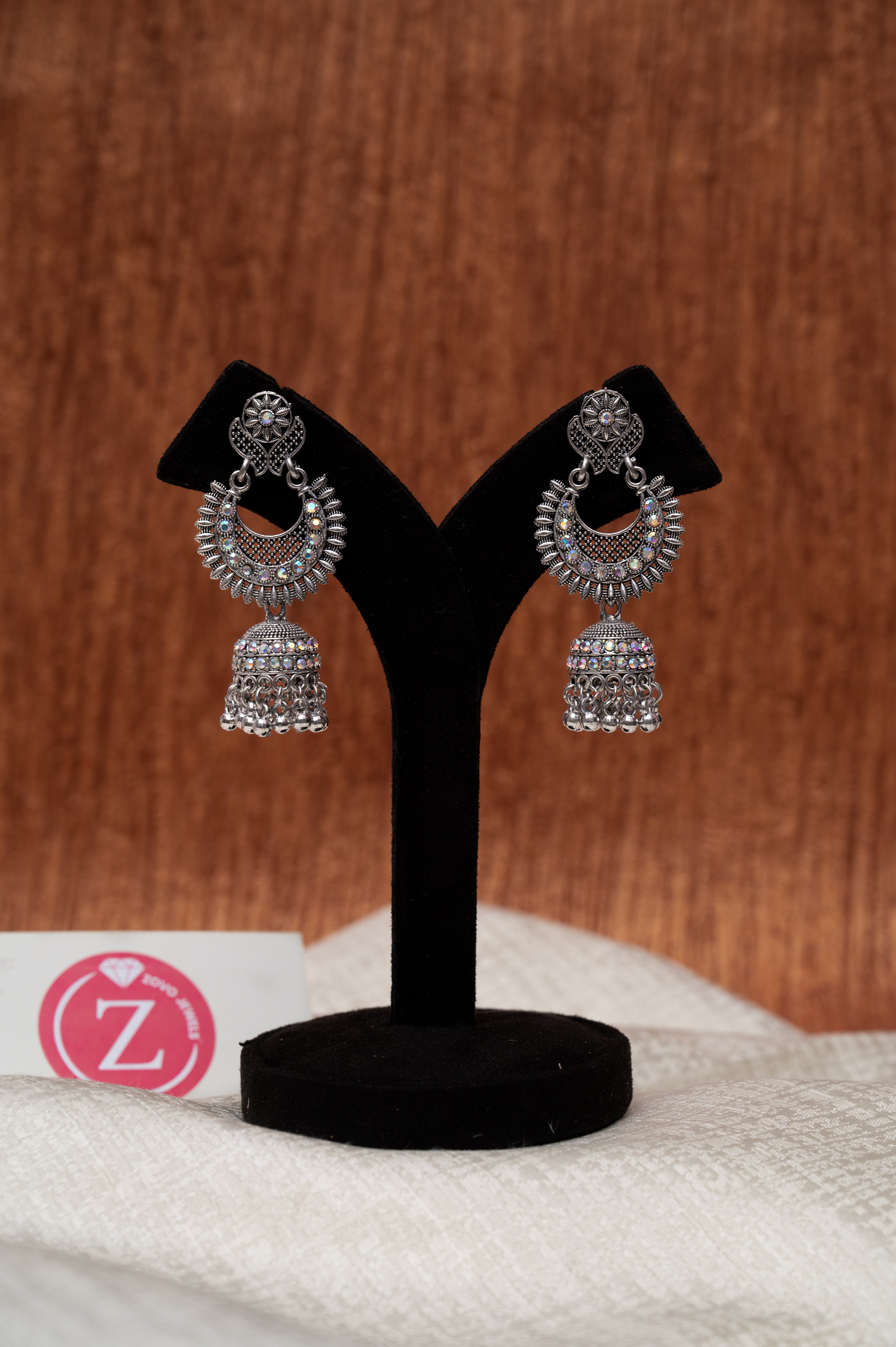 Traditional Oxidized Silver Jhumka Earrings