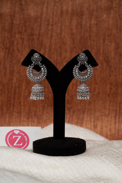 Traditional Oxidized Silver Jhumka Earrings