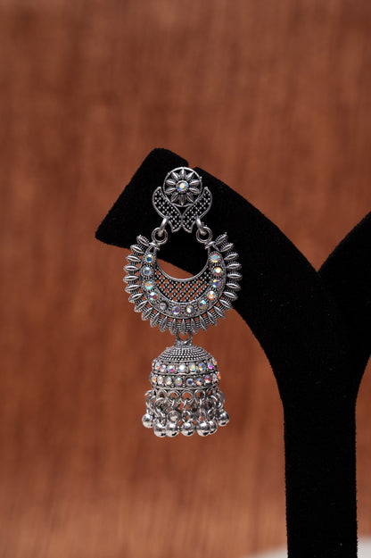 Traditional Oxidized Silver Jhumka Earrings
