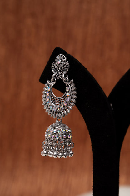 Traditional Oxidized Silver Jhumka Earrings