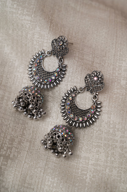 Traditional Oxidized Silver Jhumka Earrings