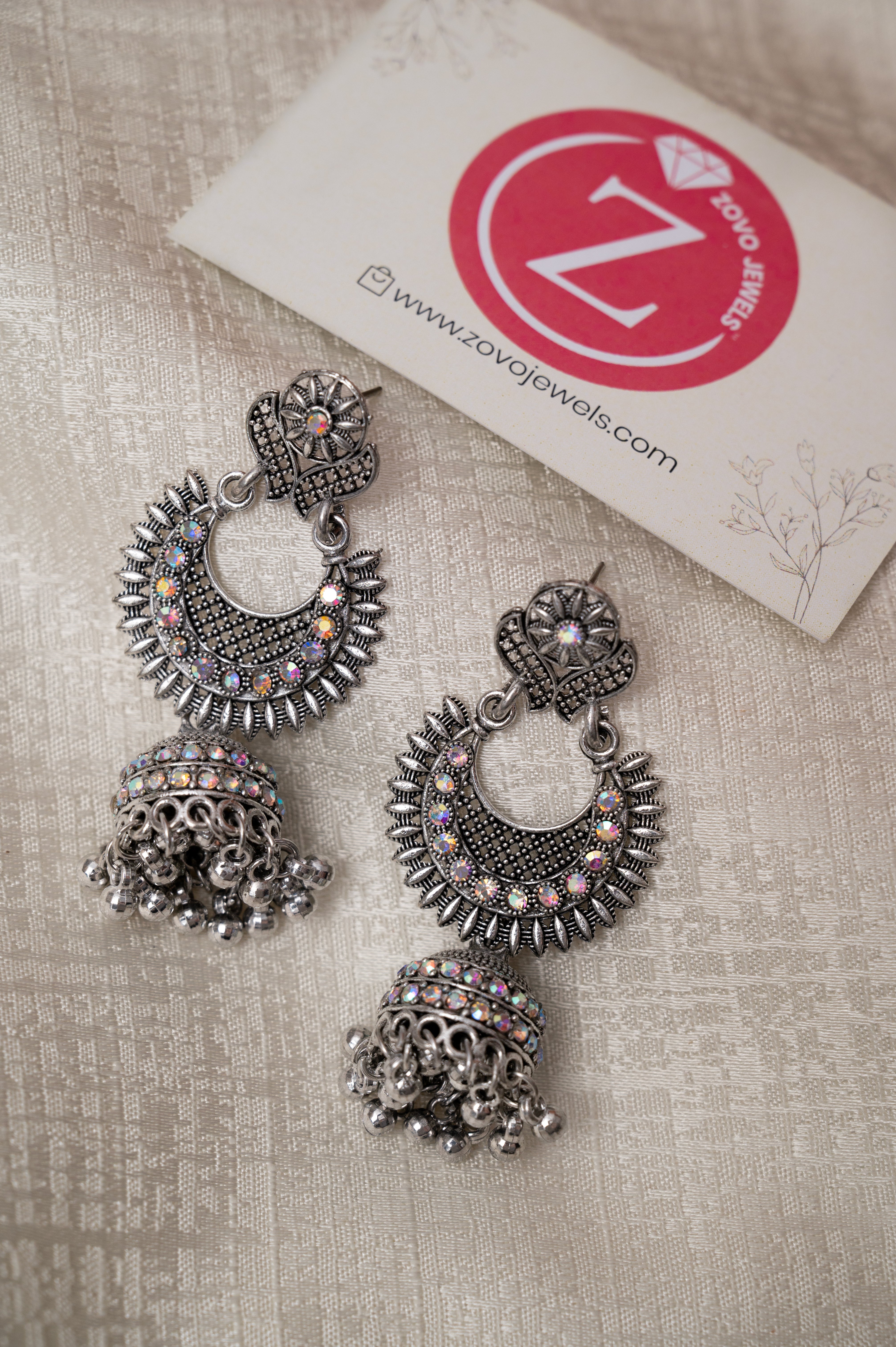 Traditional Oxidized Silver Jhumka Earrings
