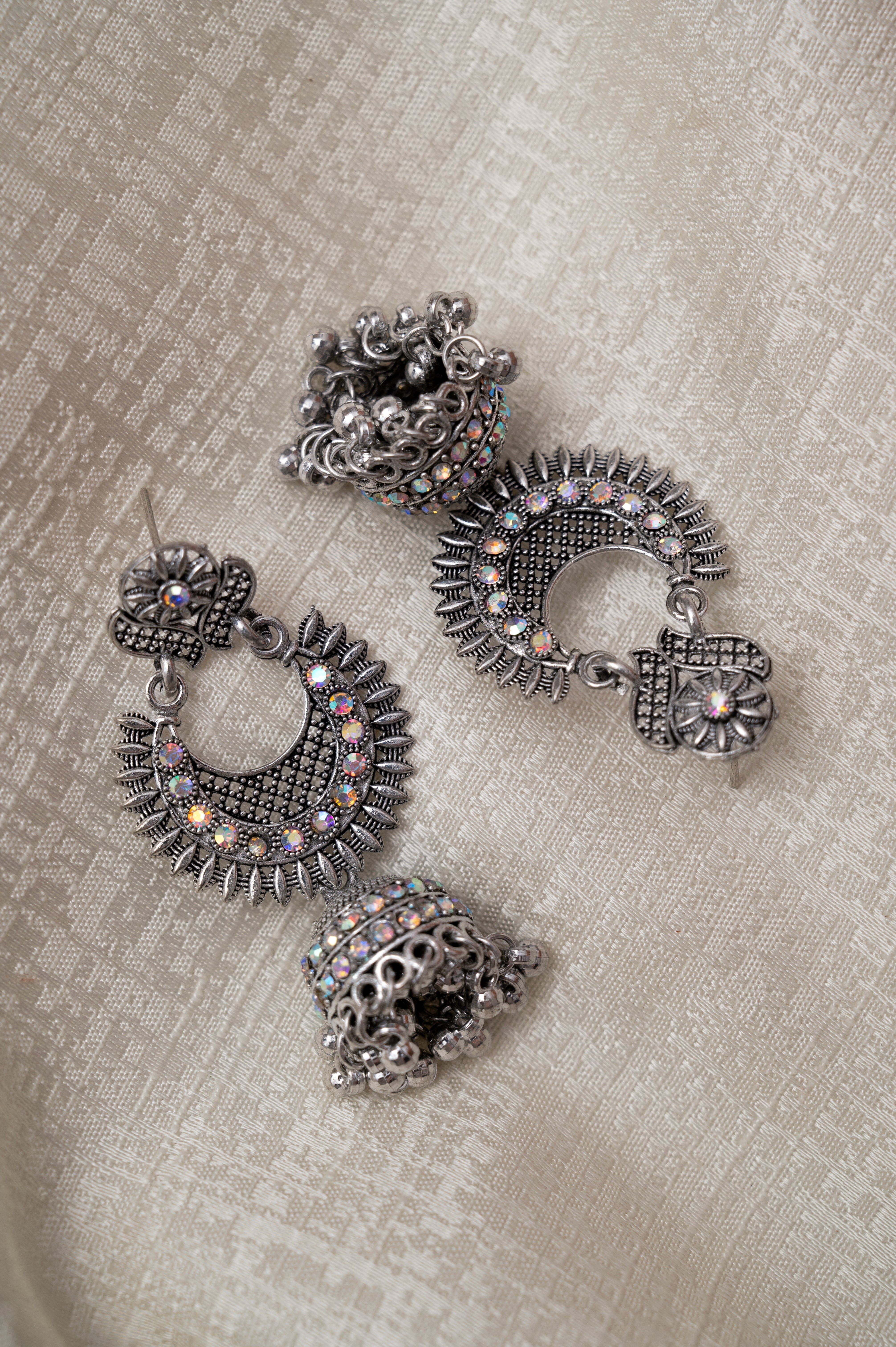 Traditional Oxidized Silver Jhumka Earrings
