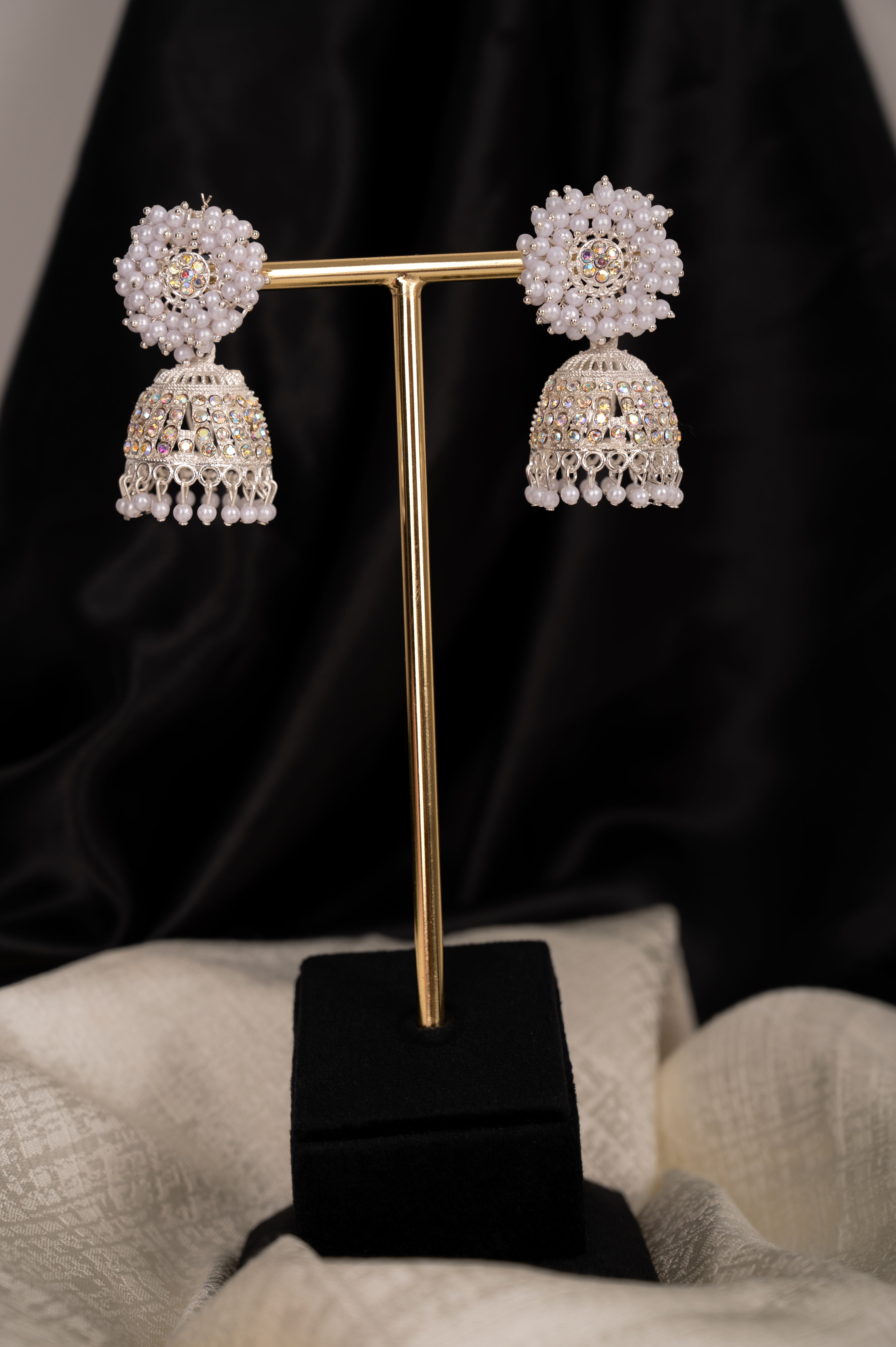 Peach Color Earring Set, Jhumki Earring