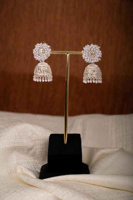 White Earring Set, Jhumki Earring