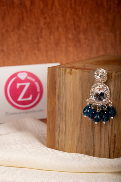 Dark Blue Brass Jhumki Earring, Drops & Danglers