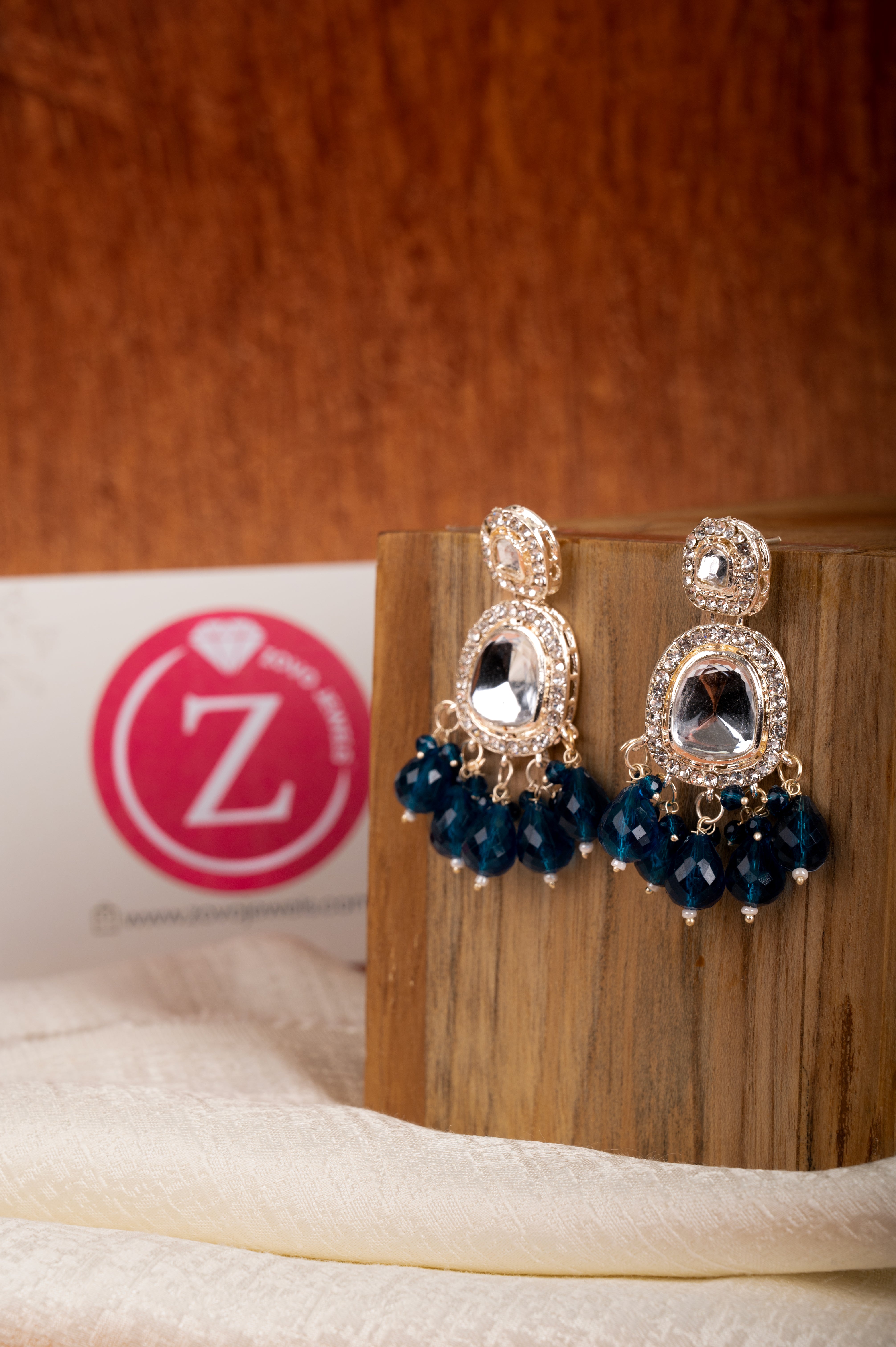 Dark Blue Brass Jhumki Earring, Drops & Danglers
