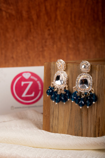 Dark Blue Brass Jhumki Earring, Drops & Danglers
