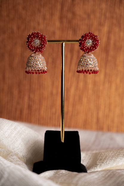 Peach Color Earring Set, Jhumki Earring