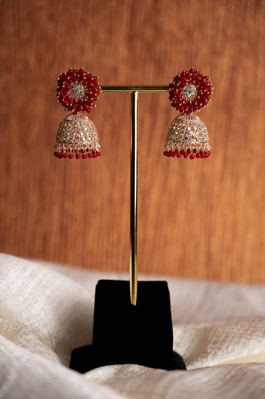 Red Earring Jhumki Set