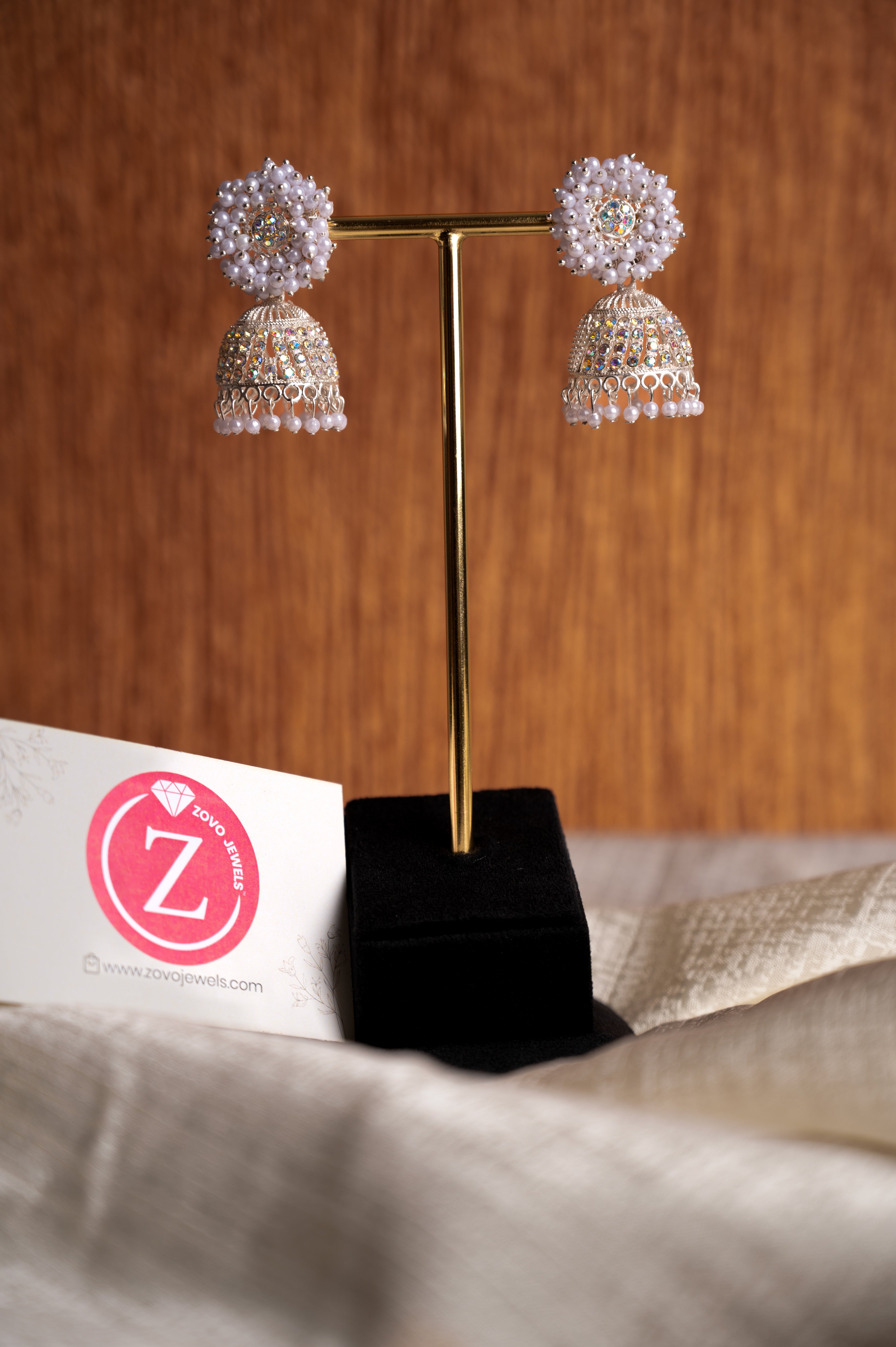 White Earring Set, Jhumki Earring