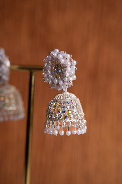 White Earring Set, Jhumki Earring