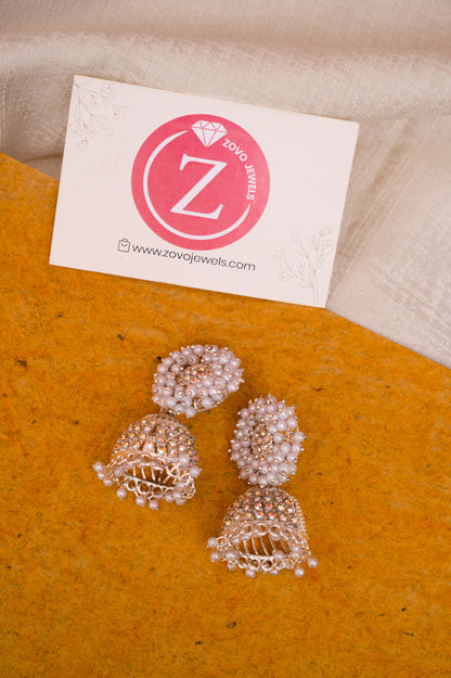 White Earring Set, Jhumki Earring