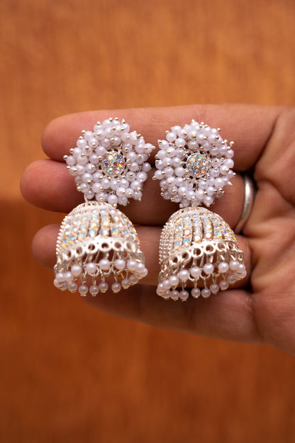 White Earring Set, Jhumki Earring