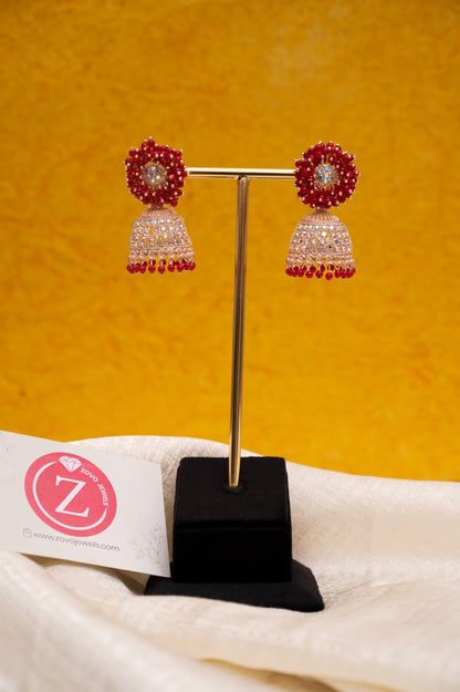 Red Earring Jhumki Set