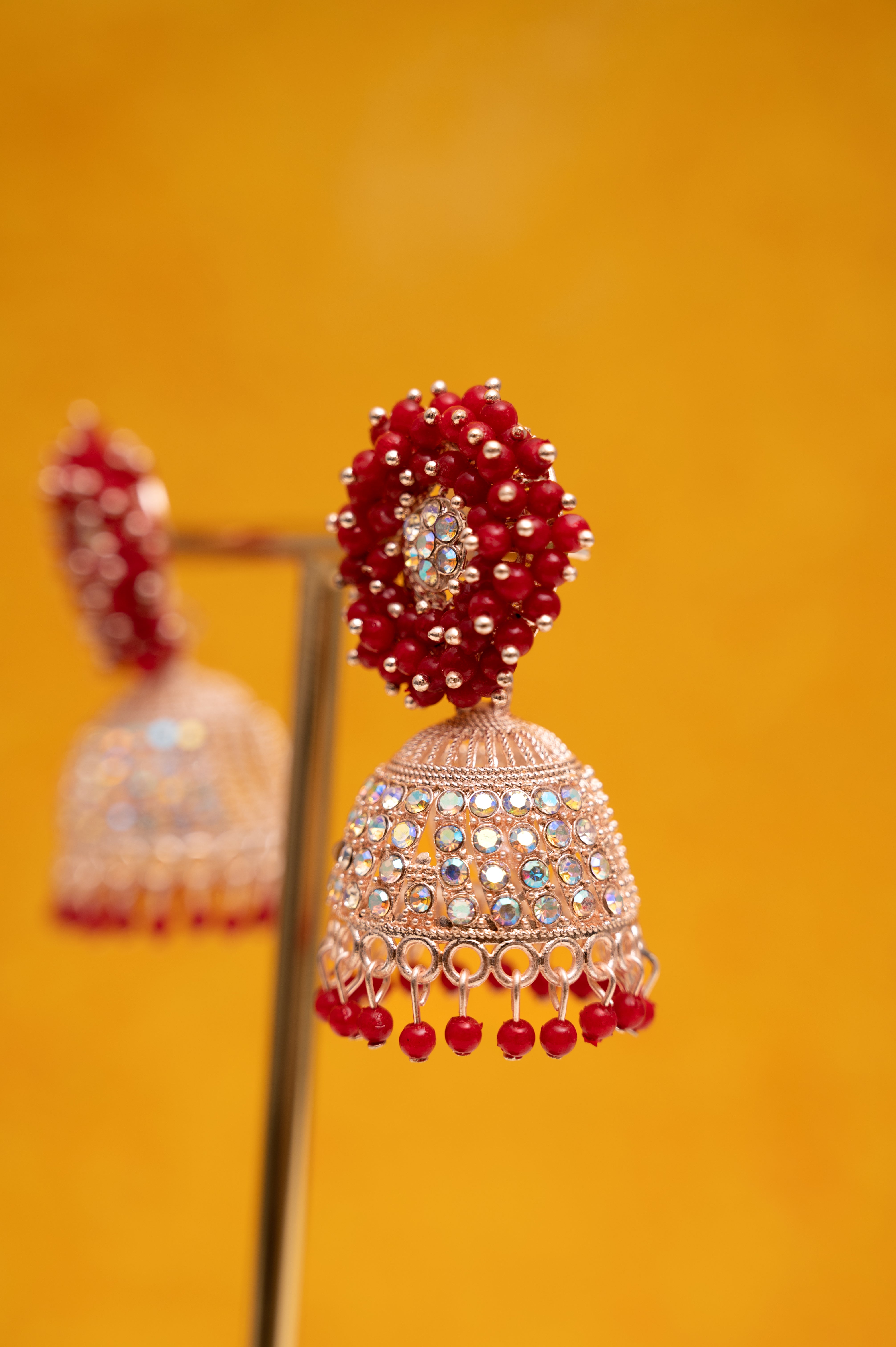 Red Earring Jhumki Set