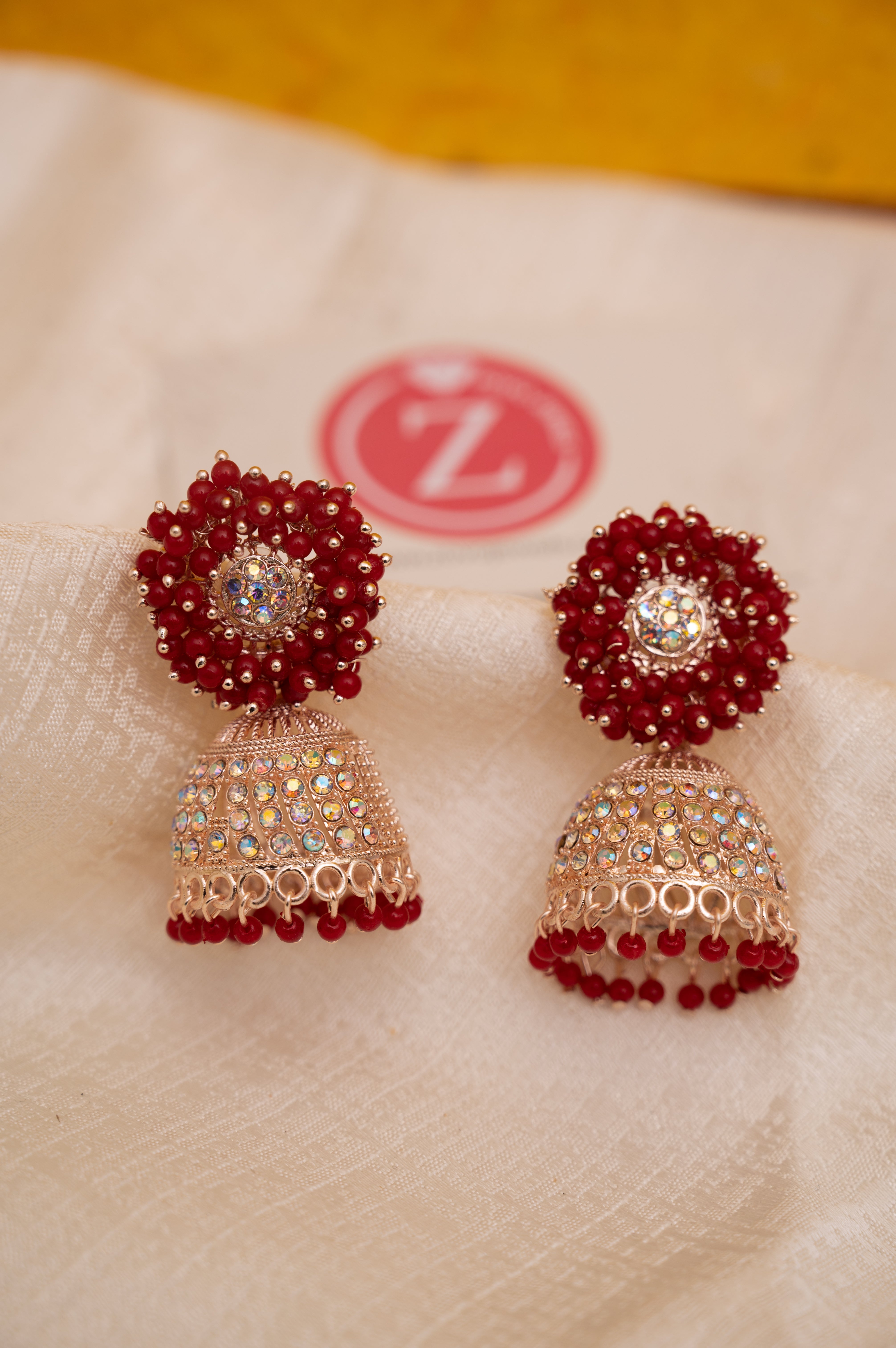 Red Earring Jhumki Set