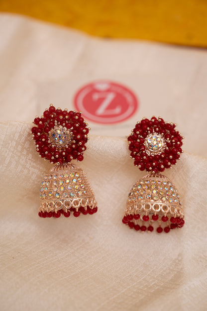 Red Earring Jhumki Set