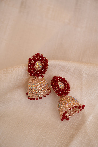 Red Earring Jhumki Set