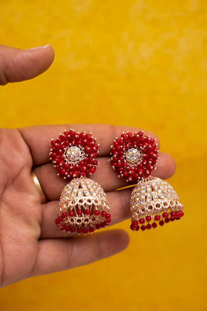 Red Earring Jhumki Set