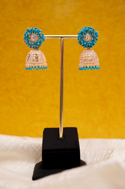 Peach Color Earring Set, Jhumki Earring