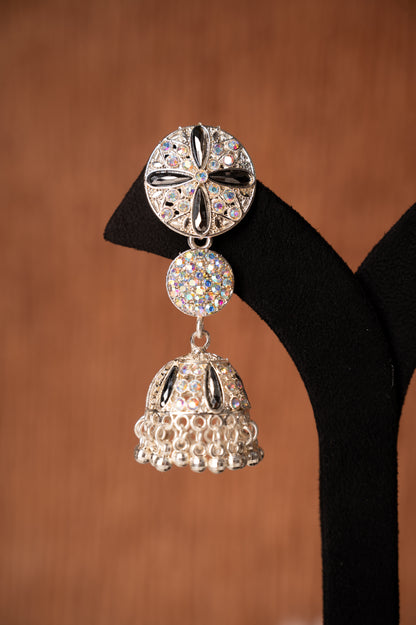 Black Enamel Finish Jhumki Earring Set