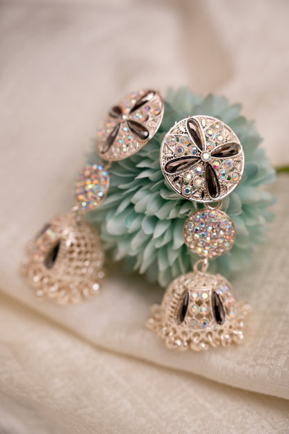 Black Enamel Finish Jhumki Earring Set