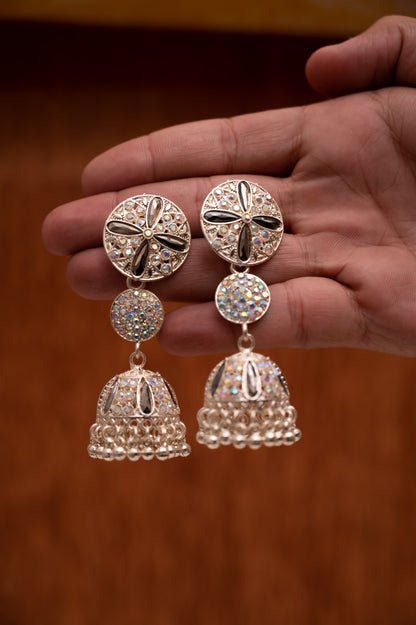 Black Enamel Finish Jhumki Earring Set