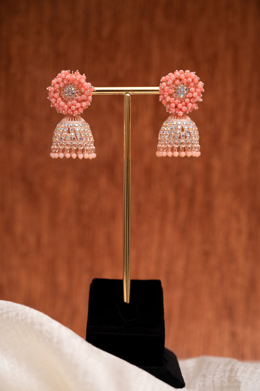 Pink Earring Set, Jhumki Earring