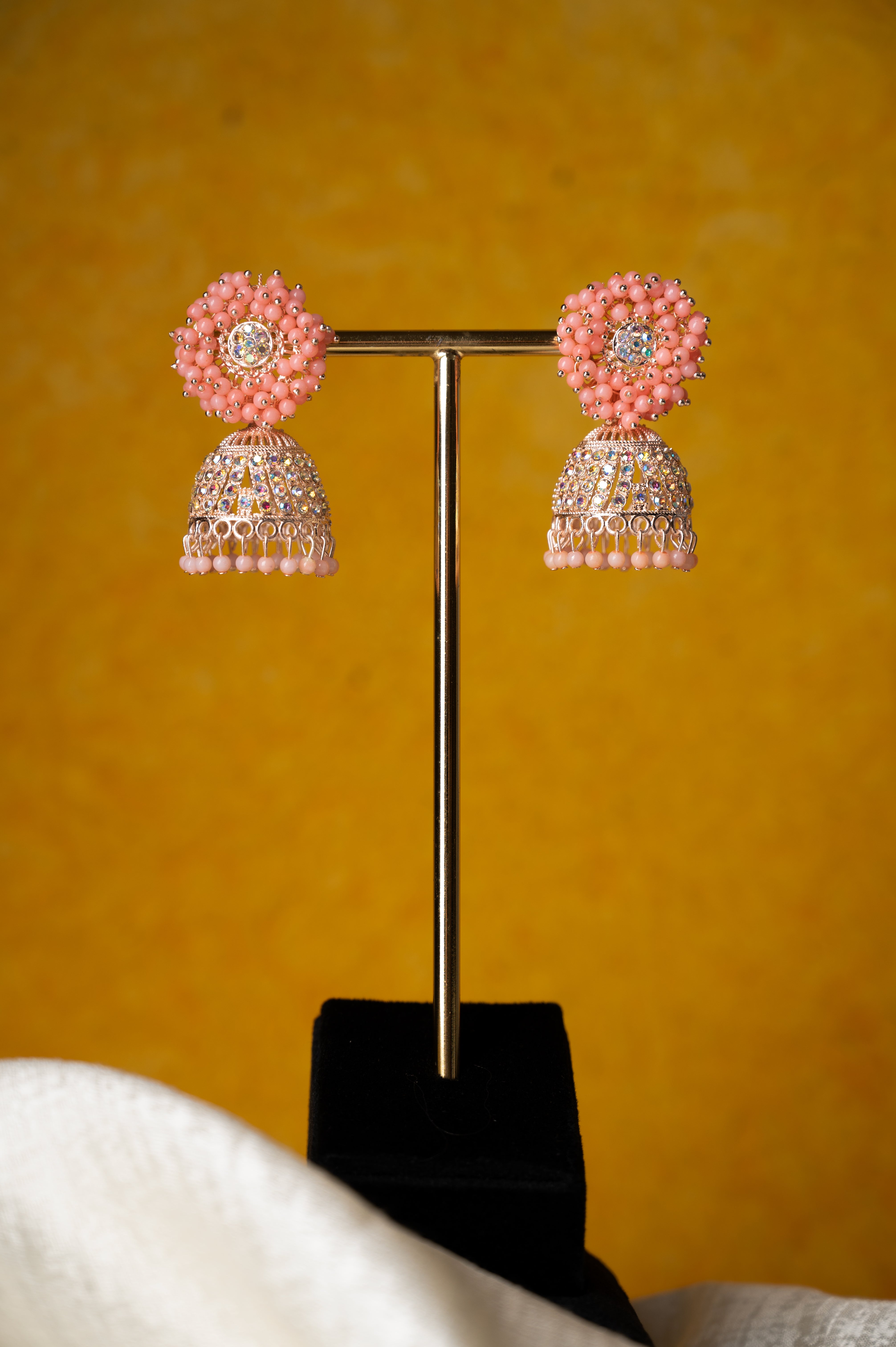 Pink Earring Set, Jhumki Earring