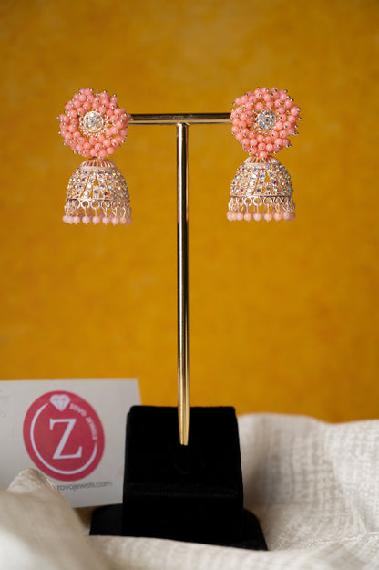 Pink Earring Set, Jhumki Earring