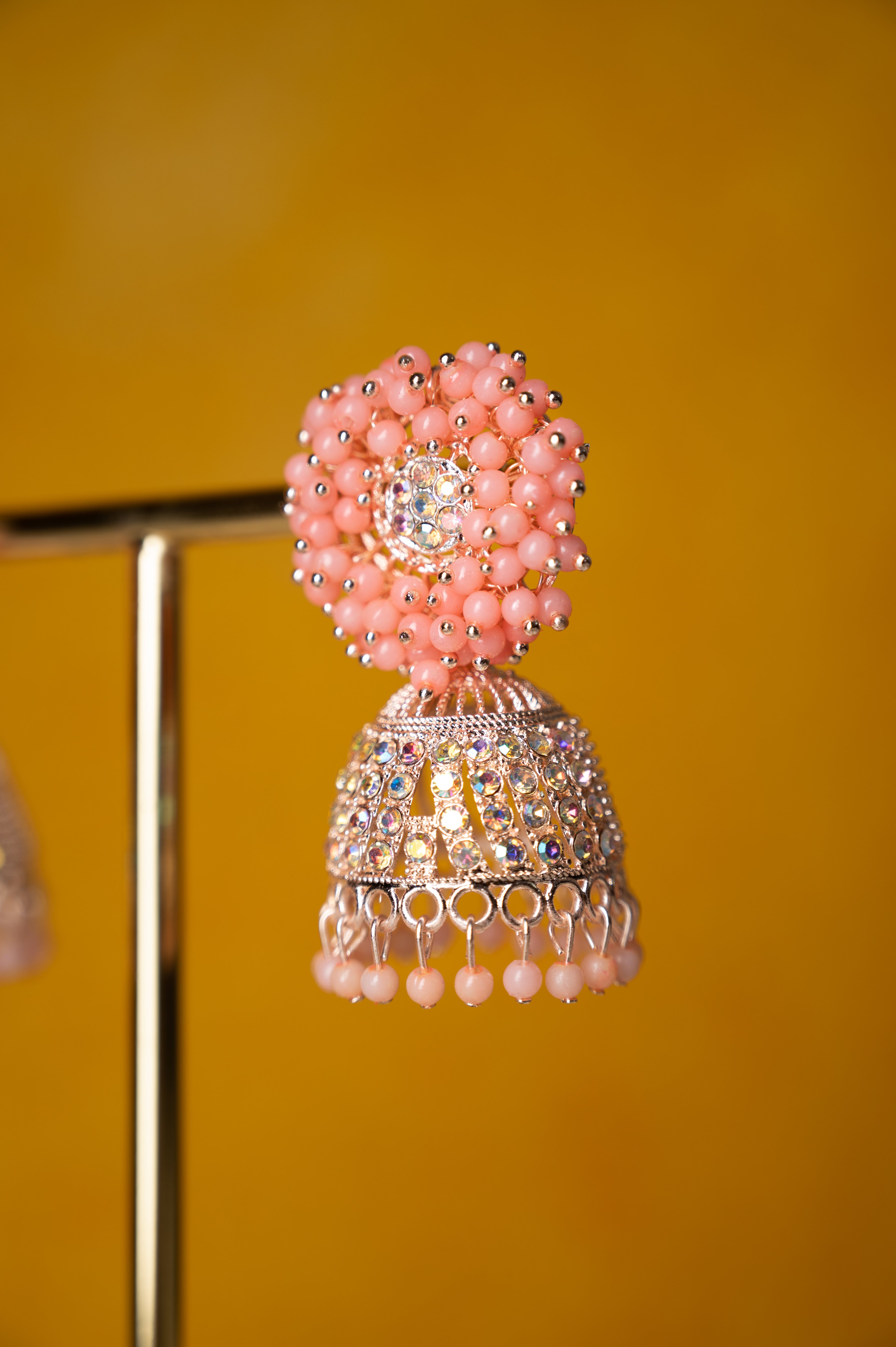 Pink Earring Set, Jhumki Earring