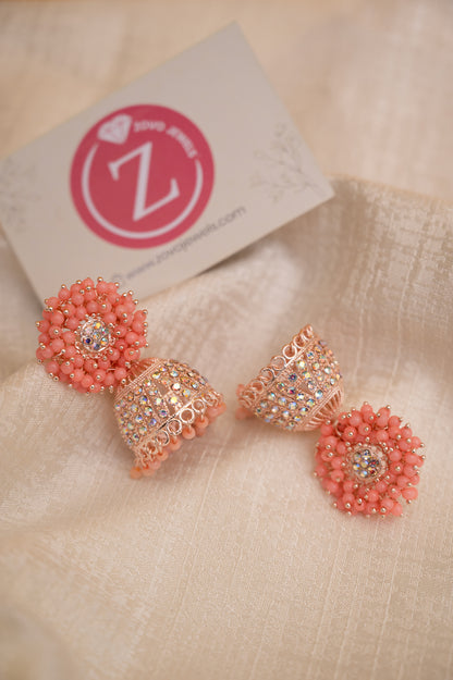 Pink Earring Set, Jhumki Earring