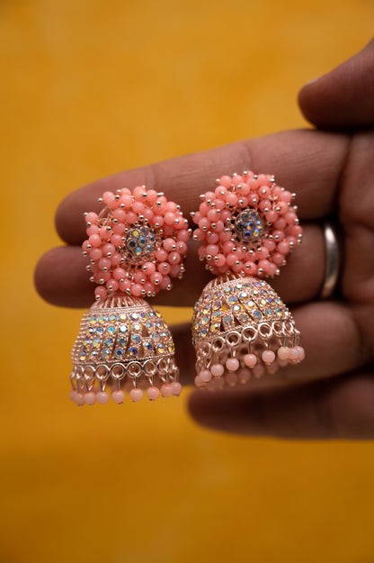 Pink Earring Set, Jhumki Earring