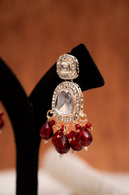 Red Brass Jhumki Earring, Drops & Danglers