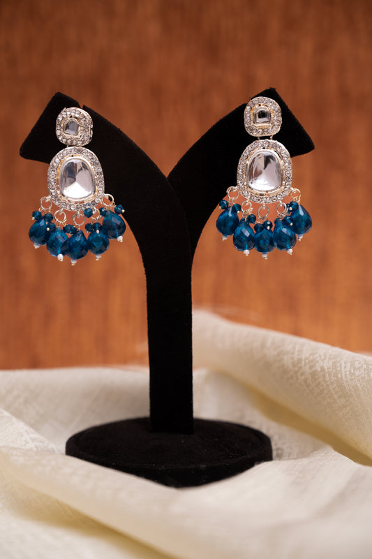 Dark Blue Brass Jhumki Earring, Drops & Danglers