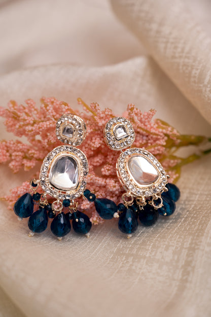 Dark Blue Brass Jhumki Earring, Drops & Danglers