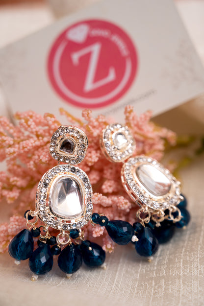 Dark Blue Brass Jhumki Earring, Drops & Danglers