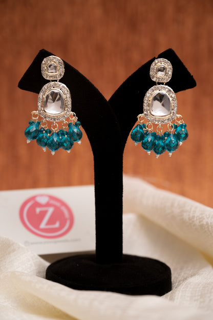 Sea Green Brass Jhumki Earring, Drops & Danglers