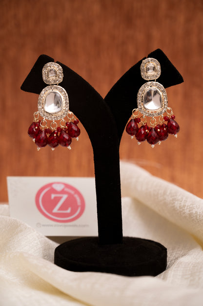 Red Brass Jhumki Earring, Drops & Danglers