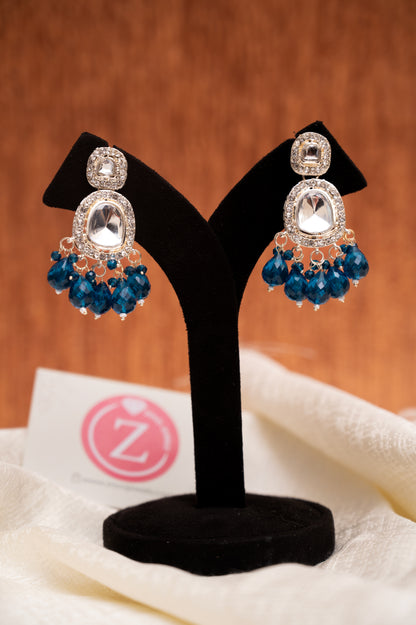 Dark Blue Brass Jhumki Earring, Drops & Danglers