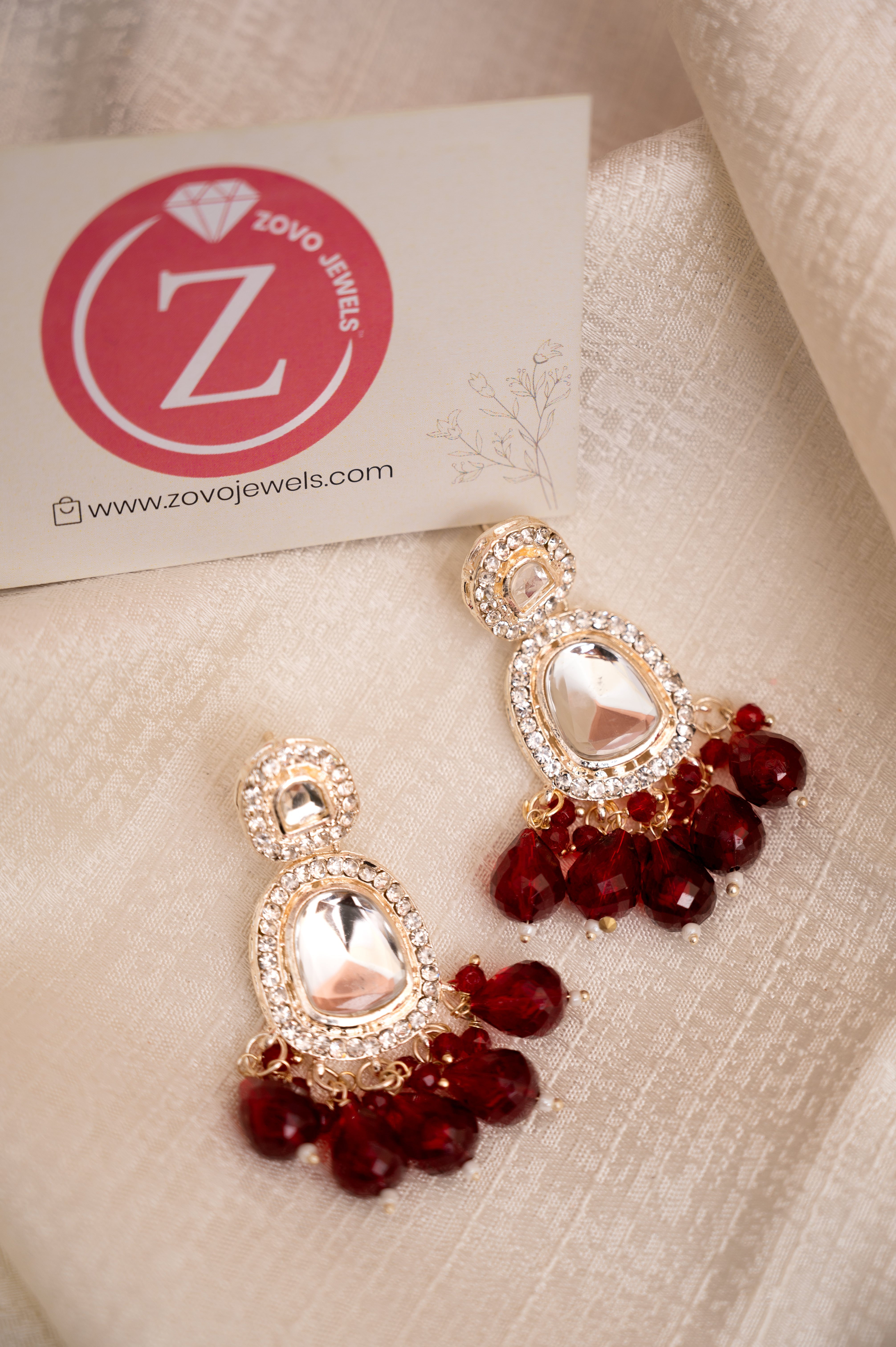 Red Brass Jhumki Earring, Drops & Danglers