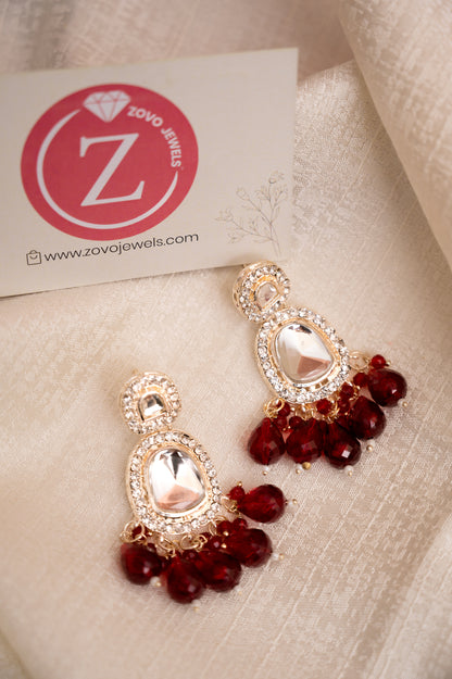 Red Brass Jhumki Earring, Drops & Danglers