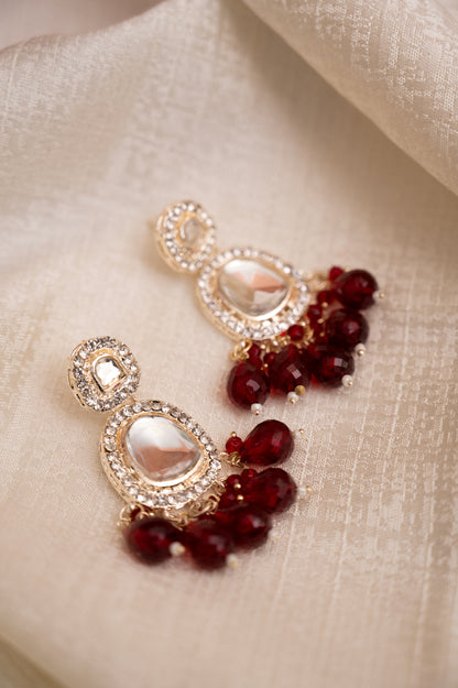 Red Brass Jhumki Earring, Drops & Danglers
