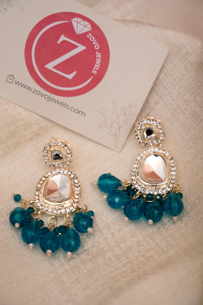 Sea Green Brass Jhumki Earring, Drops & Danglers