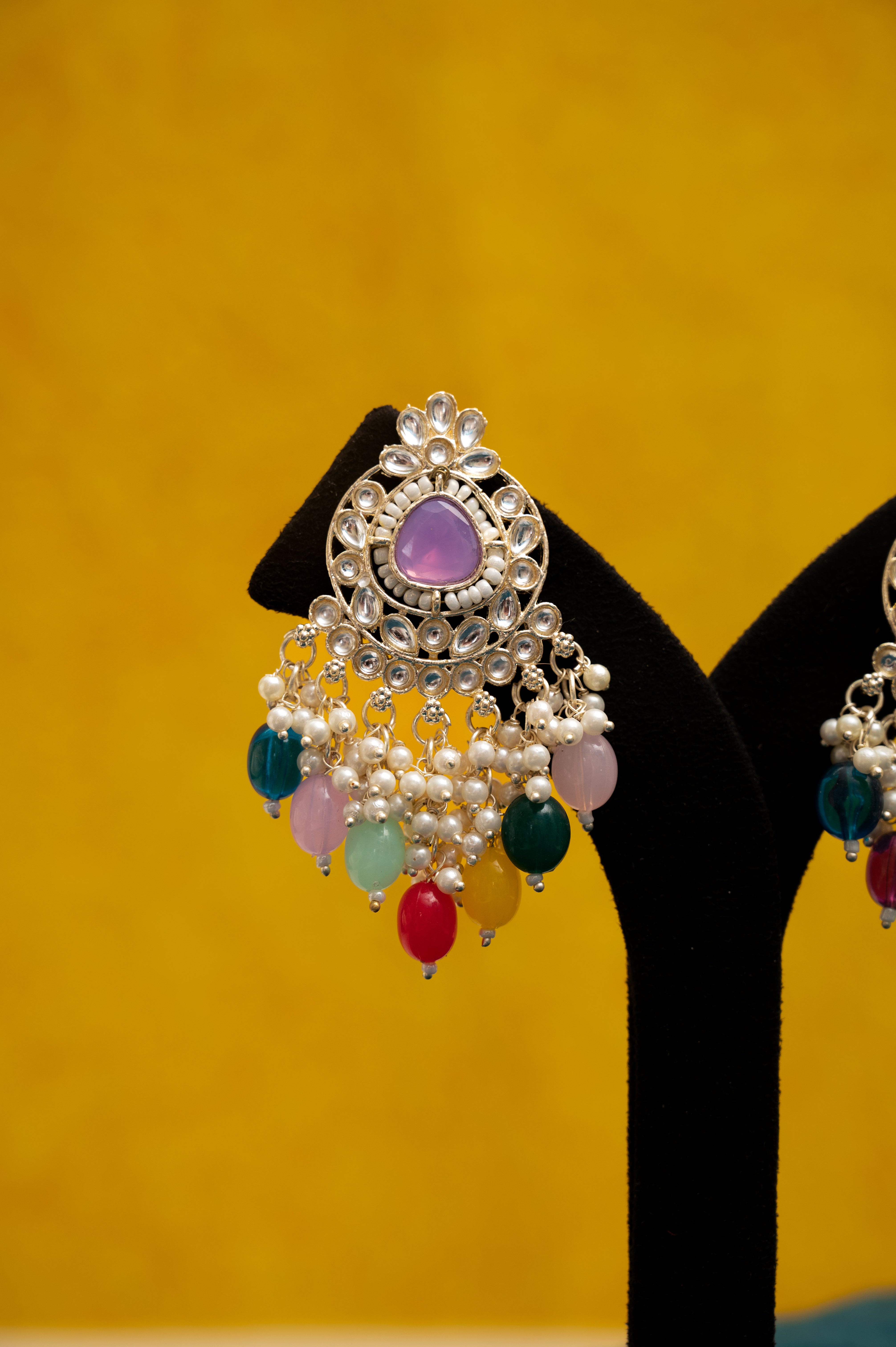 ELEGANT POLKI EARRINGS WITH DROP PEARLS Brass Earring Set, Jhumki Earring